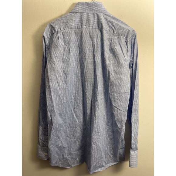 Bonobos Mens Button Down Shirt Size 16.5 Slim Fit Long Sleeve Blue Geometric - Picture 4 of 5